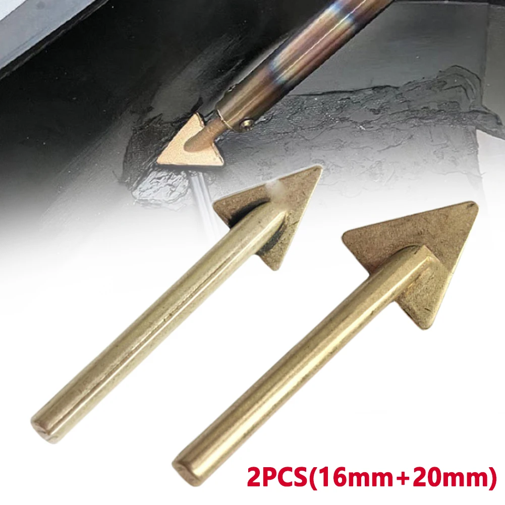 2pcs 16/20mm Triangular Copper  Soldering Iron Head Copper Smoothing Head Replacement Tip For 60 Watt Plastic Welding Kit