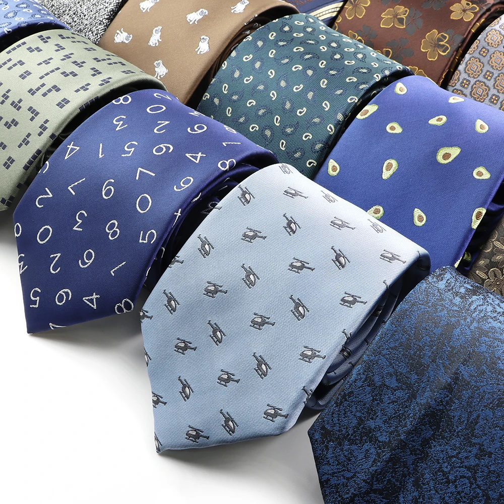 Neueste blaue Brief Krawatten für Mann Luxus Paisley Büro Öl Kuh Obst Muster Krawatten Anzug Krawatte Business Krawatten Männer Geschenke