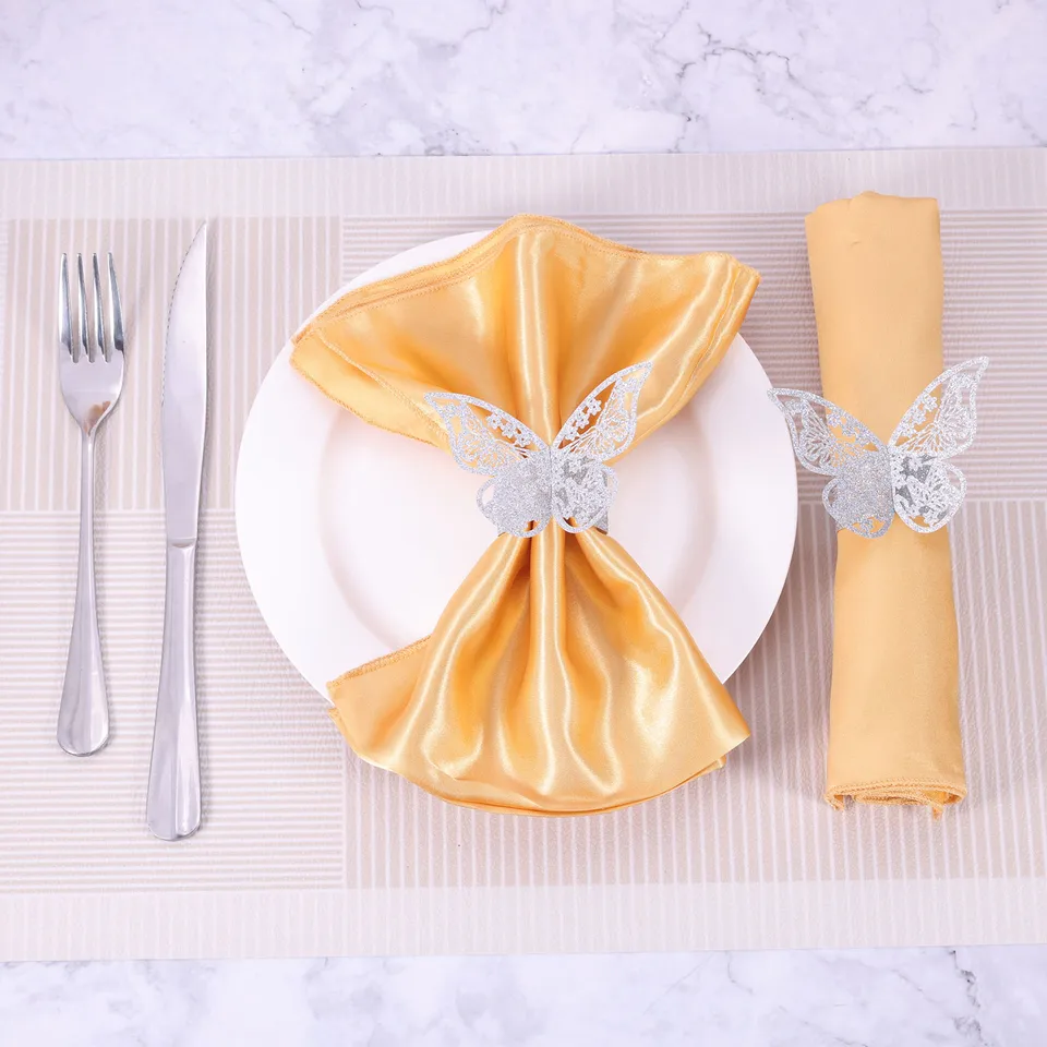 100pcs 3D Butterfly Napkin Rings - Frosted Paper Holders For Wedding, Birthday & Party Table Decor