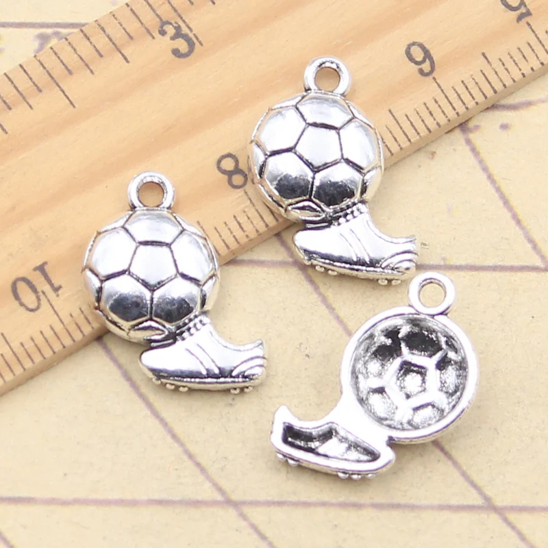 부적 축구 축구화, 티베트 실버 컬러 펜던트, 앤티크 주얼리 제작, DIY 수제 공예, 10 개, 20x18mm