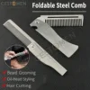 New Type1/2PCS Portable Steel Combs Folding Pocket Beard Combs For Men Oil Head Hair Styling Comb Salon Barber Tools For Haircut 1