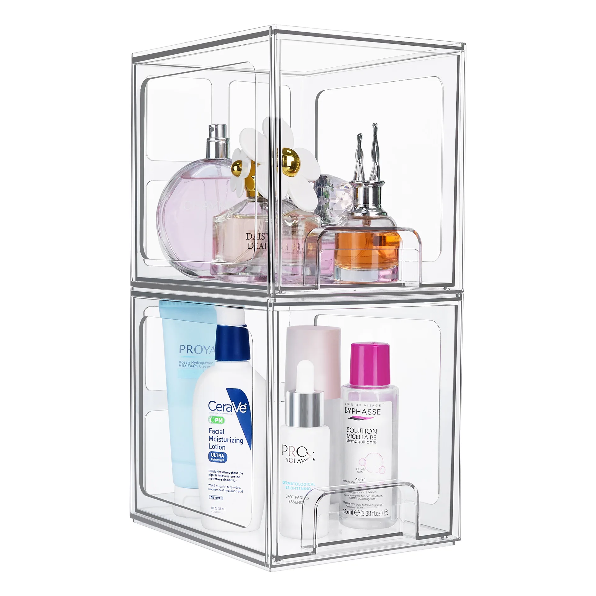 2 Pack Stackable Makeup Organizer Storage Drawers Acrylic Bathroom Organizer  Clear Plastic Storage Home Organization - AliExpress