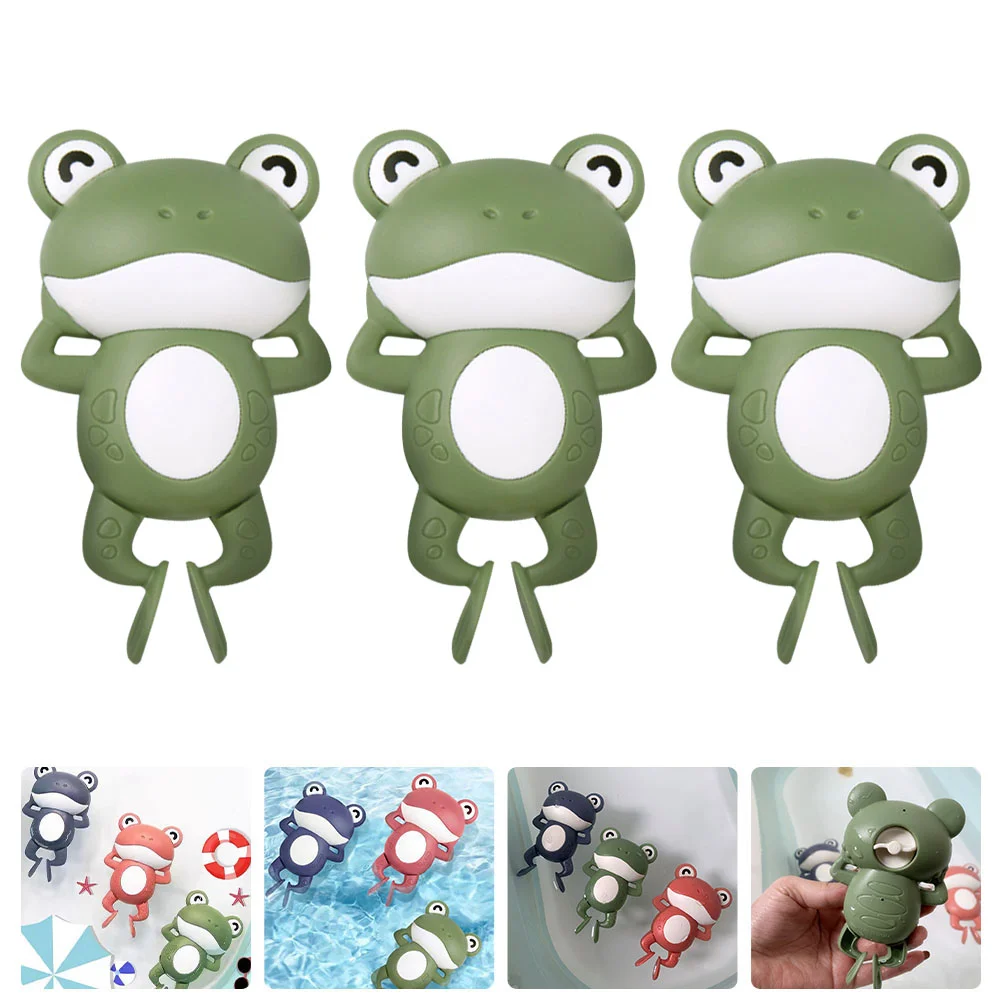 

3 Pcs Wind-up Frog Baby Bathtub Design Toy Infant Children Toys Kids Plaything Playing Water Plastic Cartoon Animal Playthings