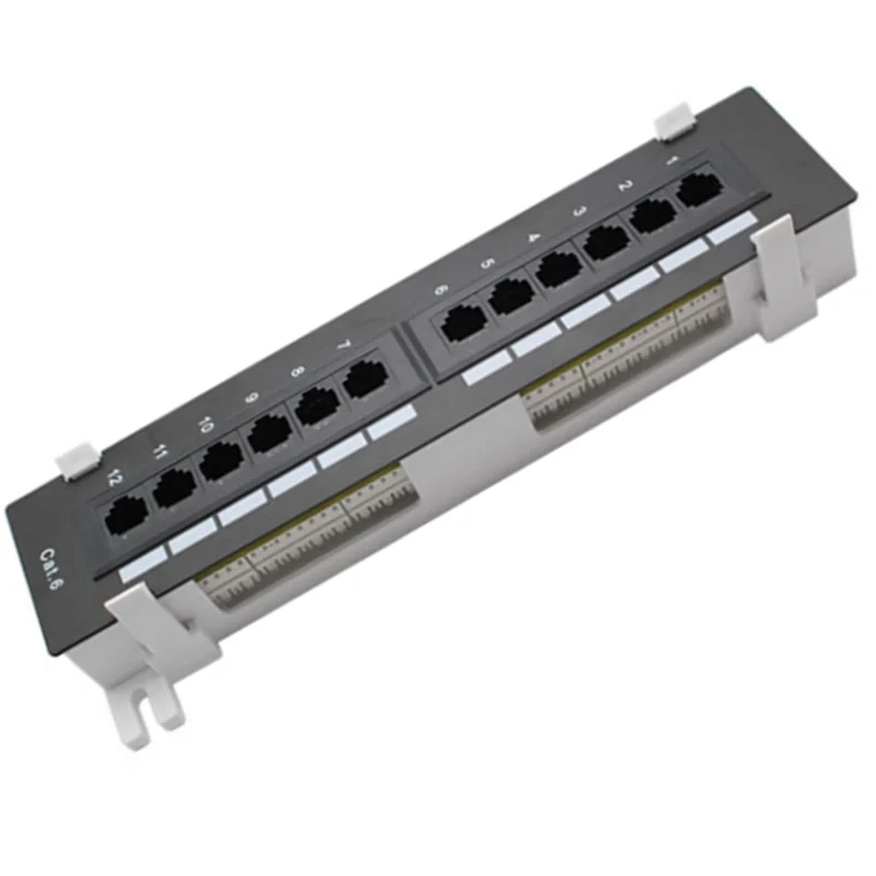 RJ45 Networking Patch Panel 12 Port CAT6 Network Tool Kit Wall Mount Rack Bracket