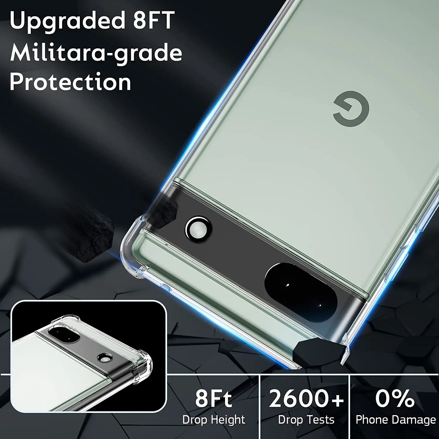 Enhanced Shockproof Clear Phone Case with Air-Bag Design, 1.5MM Thickness