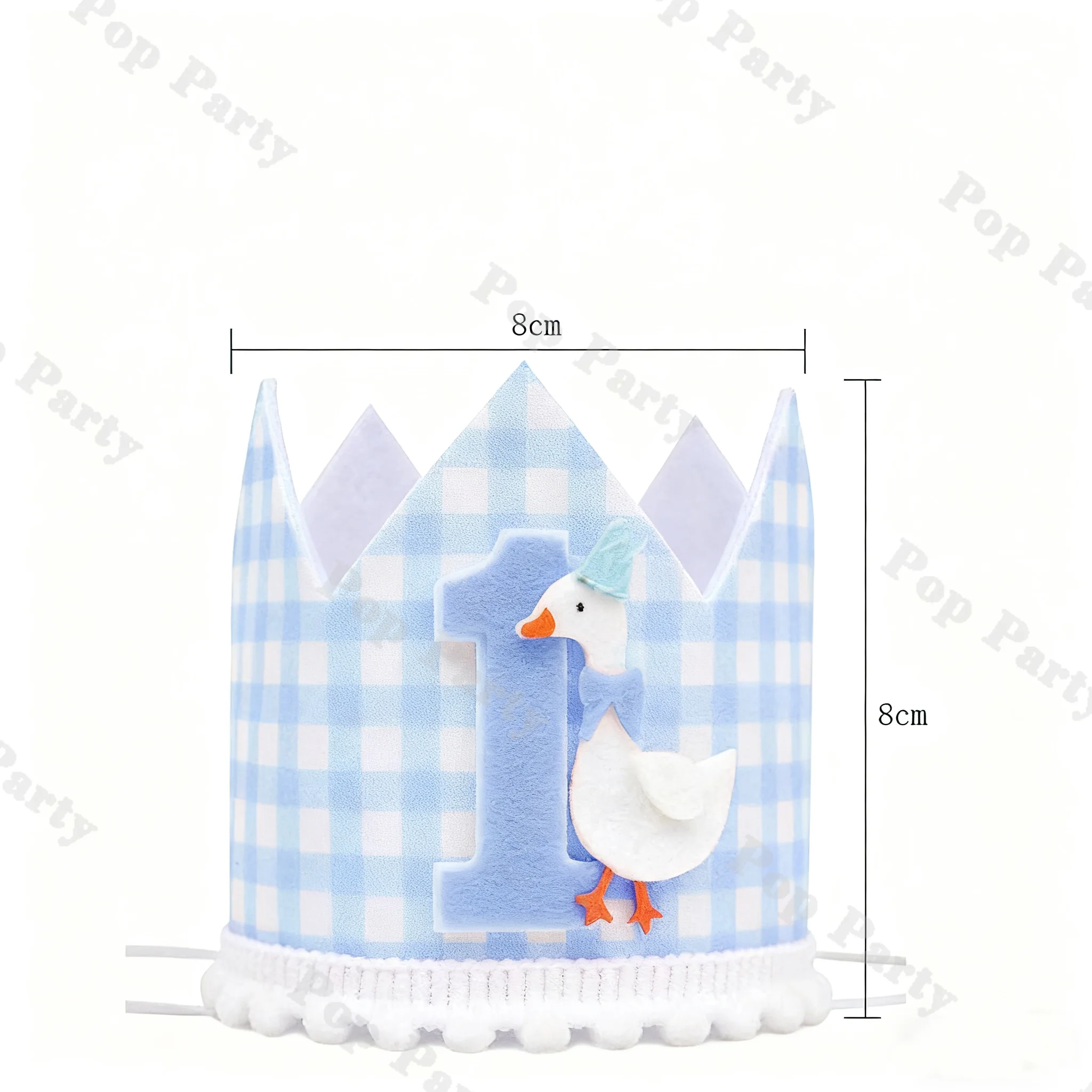 Gänse-Themen Geburtstagsparty-Dekorationen, Krone für den Ersten Geburtstag des Babys, Blaue und Rosa Polyester-Ausziehbanner – Detail 7