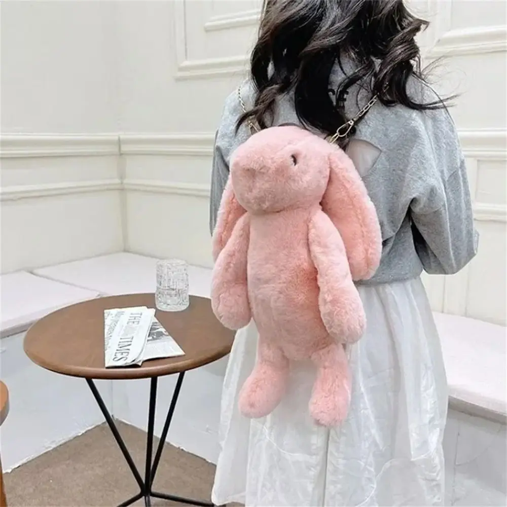 Long Ear Plush Shoulder Bag Casual Fashion Chain Strap Rabbit Doll Rabbit Plush Bags Cartoon Bunny Crossbody Bag Messenger Bag