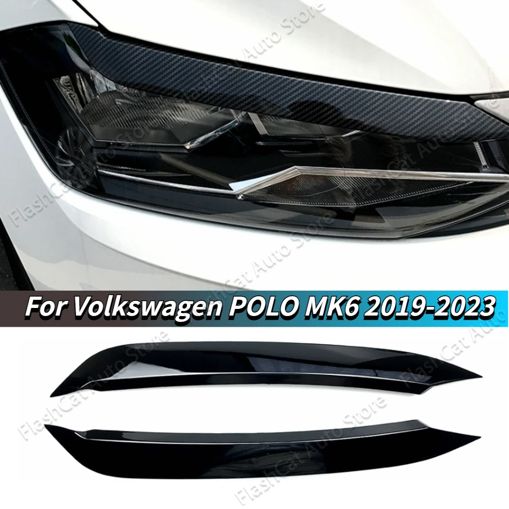 

Для VW Polo MK6 2019-2023 углеродное волокно внешний вид фары Брови Веки Наклейка для Volkswagen отделка крышка аксессуары автостайлинг