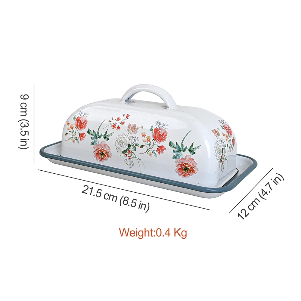 Retro Darmhouse Style Dishes Metal Butter Dish With Cover Applicable To Workbench Non-Damable Container