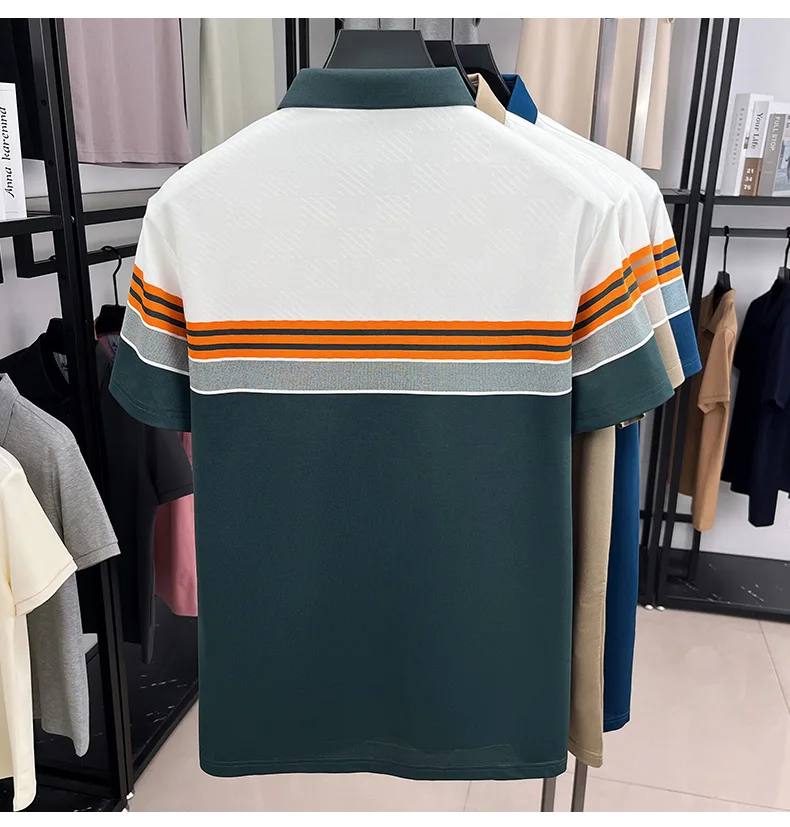 Fashion luxury short sleeve polo shirt summer new brand embroidered pocket trend striped color blocked T-shirt men's clothing 16 Scc96708b47174e4ca939ac6abb3046ebe