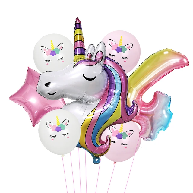 Arcobaleno unicorno palloncino numero Foil Globos 1 2 3 4 anni decorazione  festa di compleanno Kid Unicorn festa a tema palline di nozze giocattolo -  AliExpress