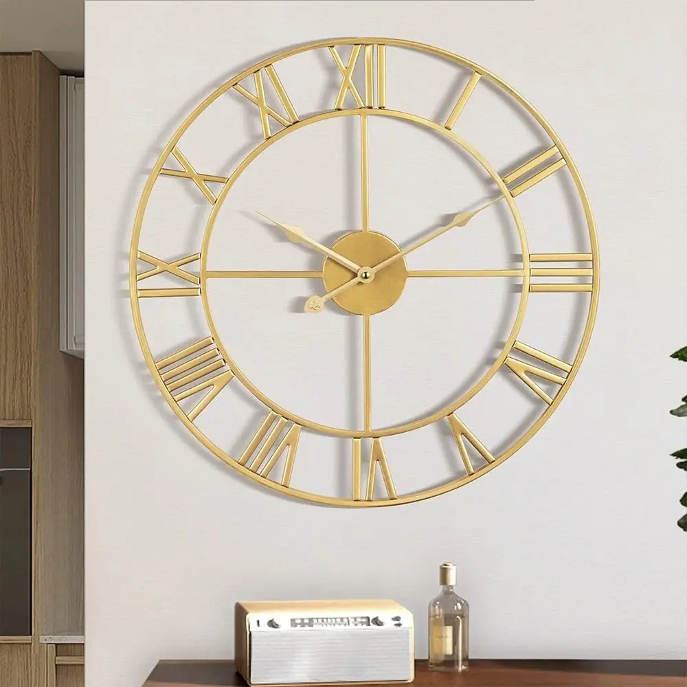 Nordic Style Roman Numerals Clock Minimalist 40cm Decorative Wall Clock Accurate Movement Retro Metal Iron Clock Home Decoration