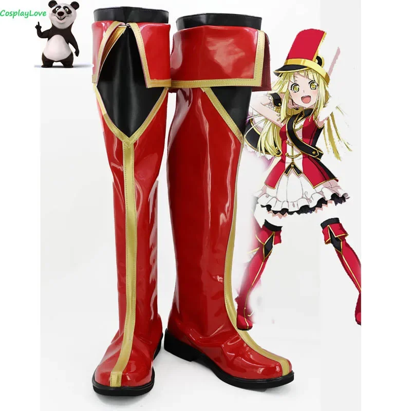 

BanG Dream! Hello happyworld! Kokoro tsurmaki red shoes cosplay long boots leather custom made for Christmas