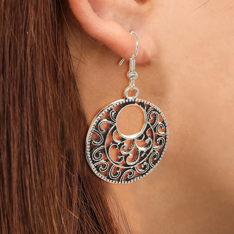 Boucles D'oreilles Vintage Tibétaines En Argent 925 - Turquoise, Corail, Lapis-lazuli - Fait Main