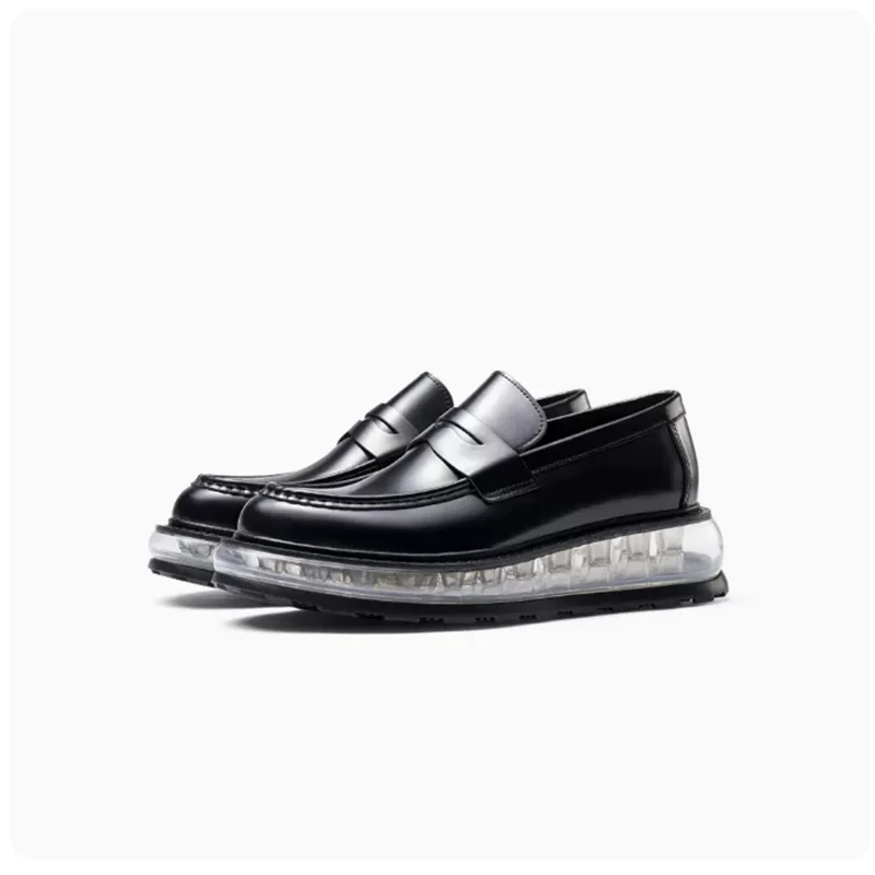 Men air-cushioned business leather one-pedal thick-soled raised lazy shoes