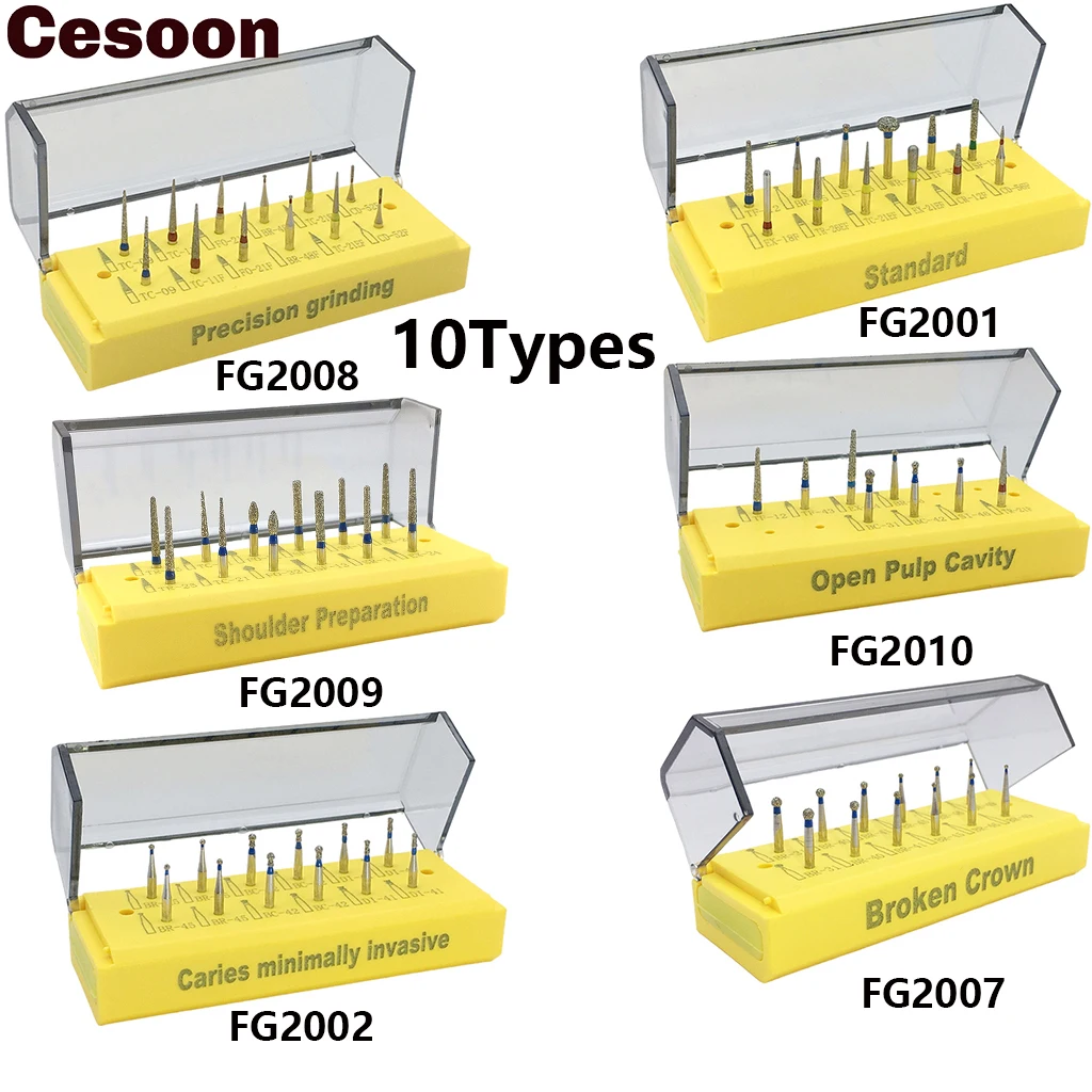 

Cesoon 1Box Dental Diamond Burs Drill Kit High Speed Handpiece Polishing Tools Teeth Whitening Dentistry Lab Materials 10 Types