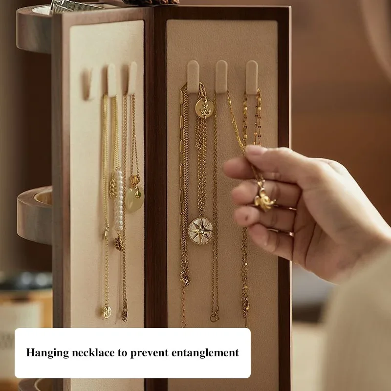 Luxury Retro Jewelry Box Wood Rotating Jewelry Storage Box Vertical Organizer Multi Functional Surprise Gift for Women Packaging - Image 5