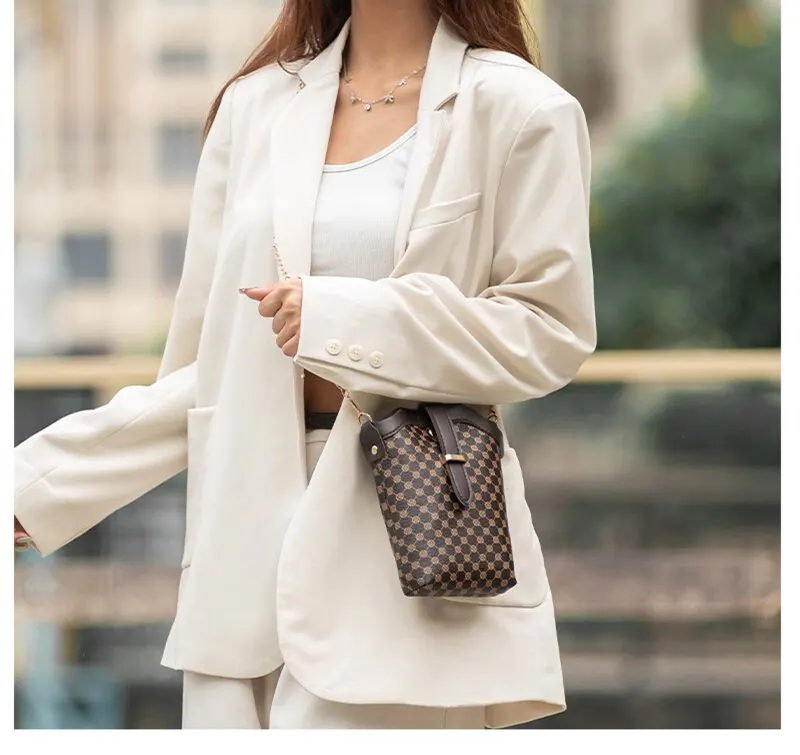 Scc970176a83148898254412baf0817752 New Fashion Plaid Polka Dot Print Single Shoulder Bag Casual Oblique Chain Crossbody Mini Small Bucket Bag Mallzona