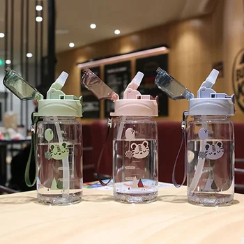 New Kids Water Sippy Cup for Outdoor School Cute Cartoon Animal Baby Water Bottle with Shoulder Strap for Boy Girl