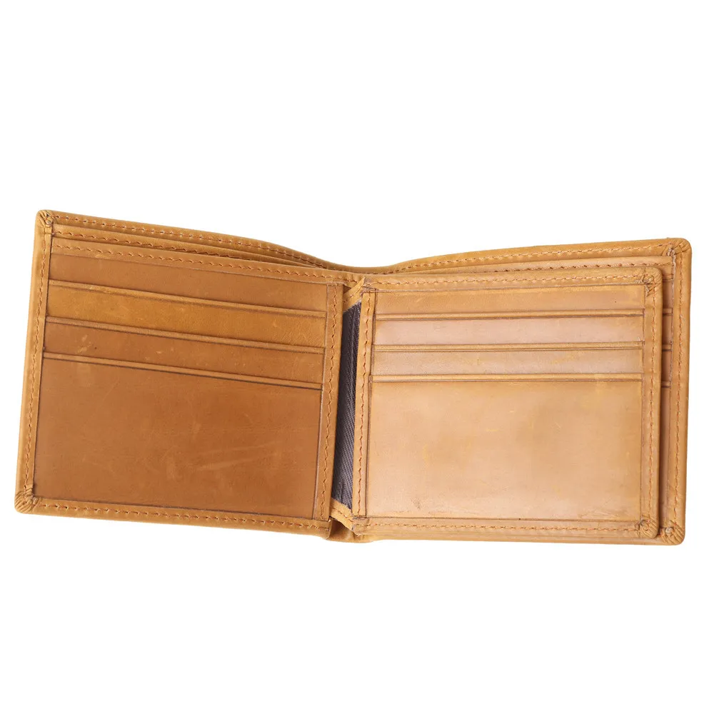 Portafoglio da Uomo in Pelle Crazy Horse, Porta Carte di Credito e Bancomat, Stile Retrò Semplice - immagine 4