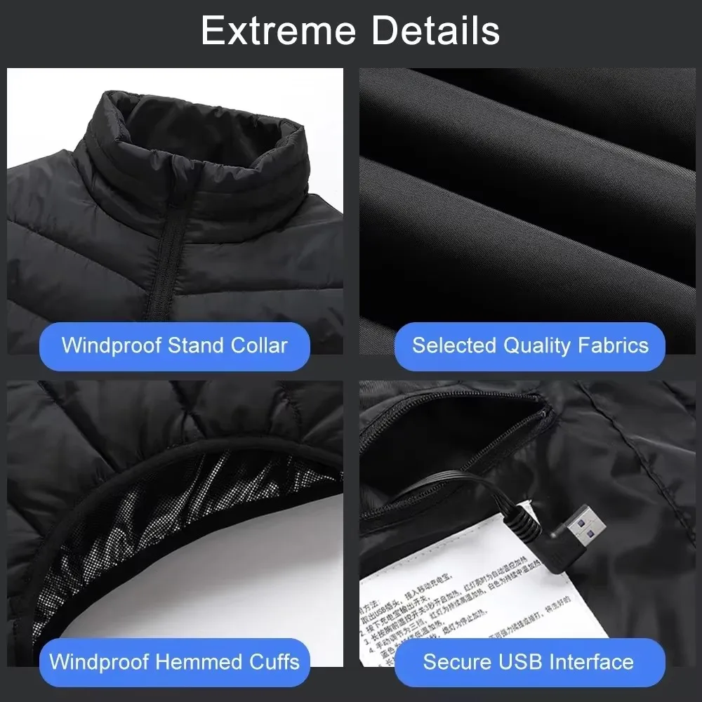 Heated Jacket Electric Heating Vest Heated Down Jacket Man Heated Vest Men Women Usb Jacket Body Warmer Clothing Veste