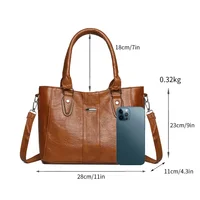 New Soft Leather Handbag For Women Vintage Shoulder Tote Bag Luxury Designer Ladies Large Capacity Purse Commute Bags Sac A Main - Image 4