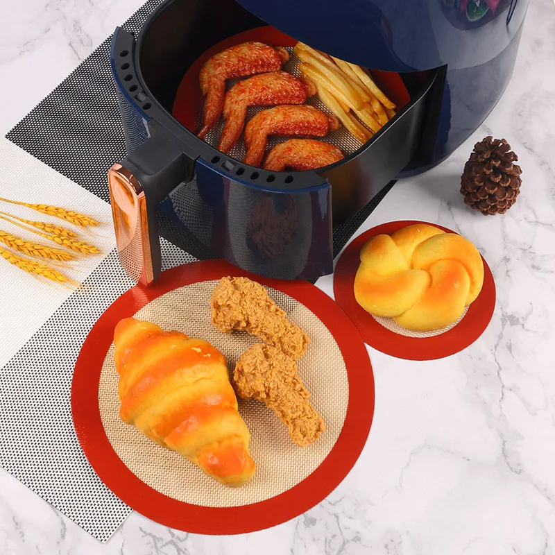 Non Stick Round Silicone Baking Mat Heat Resistant Cake Pan Liner Baking Sheets Macaron Pizza Bread for Oven Air Fryer