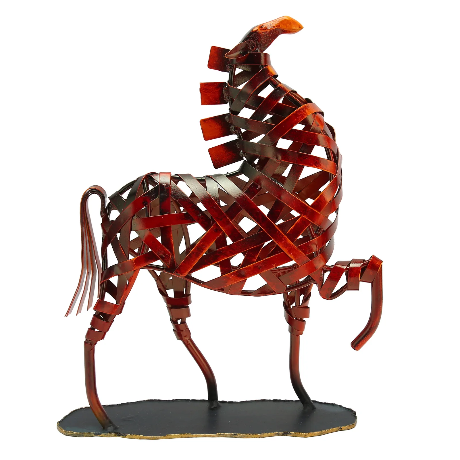 

Weaving Horse Sculpture Iron Prevent Oxidation Horse Figurine Ornament for Office for Living Room