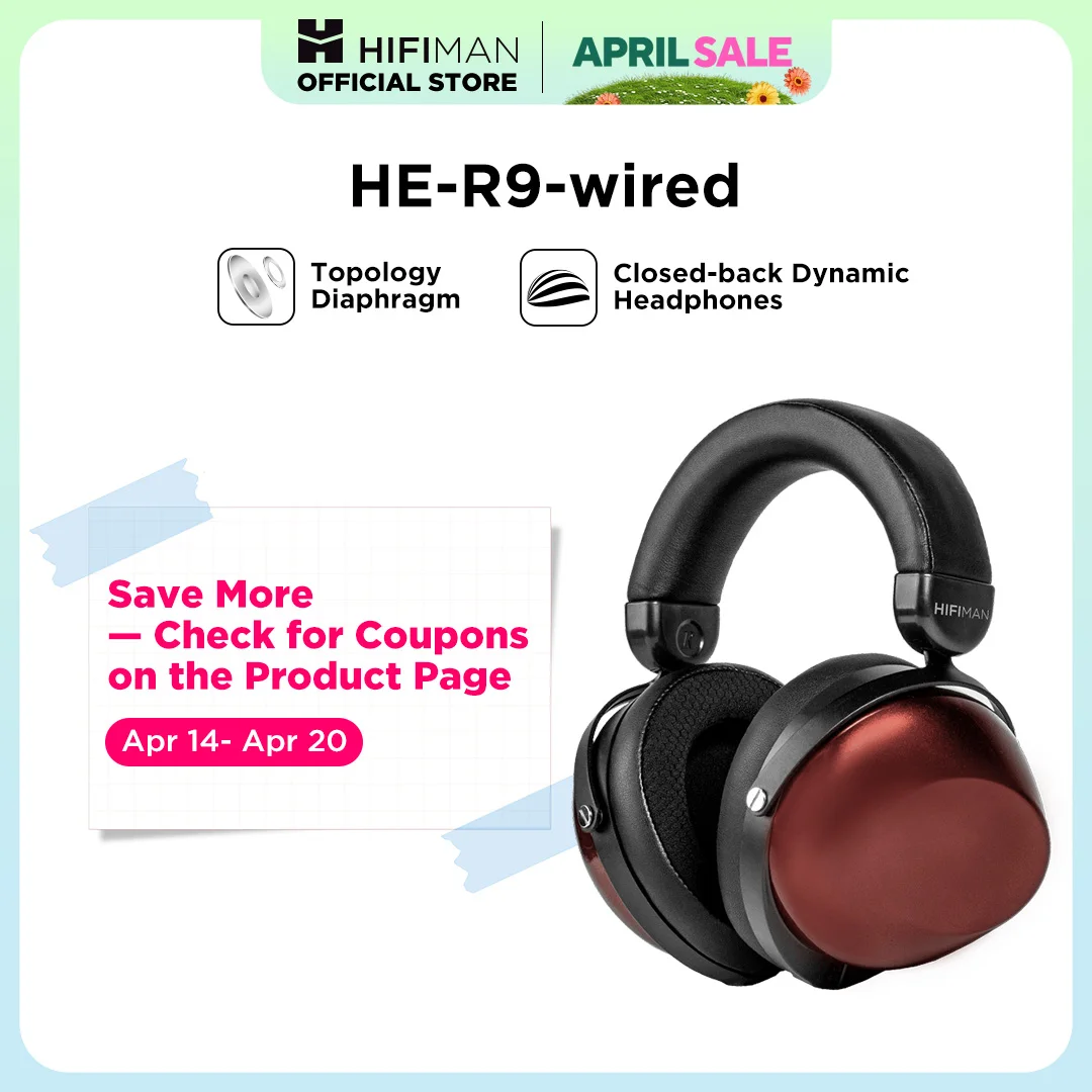 HIFIMAN HE-R9 Dynamic Closed-Back Over-Ear Headphones with Topology Diaphragm-Wired Version 1