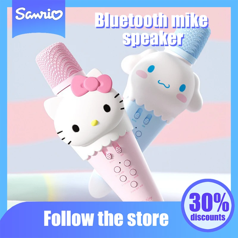 

Милая аниме Колонка Sanrio с Bluetooth, Милая Колонка Hello Kitty Cinnamoroll, микрофон для караоке, оригинальный детский подарок
