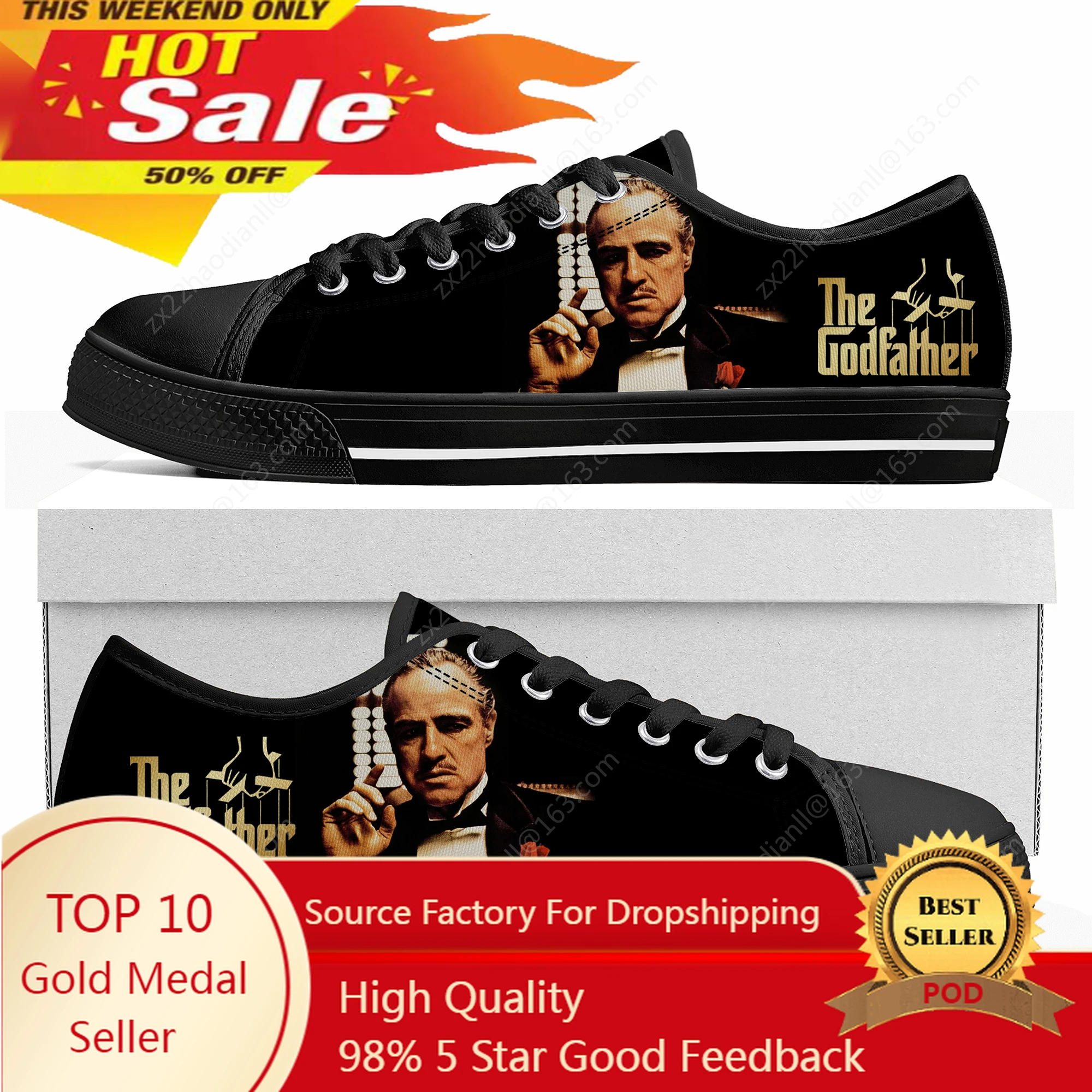 

Hot Cool Movie The Godfather Trilogy Low Top Sneakers Mens Womens Teenager High Quality Canvas Sneaker Couple Shoes Custom Shoe