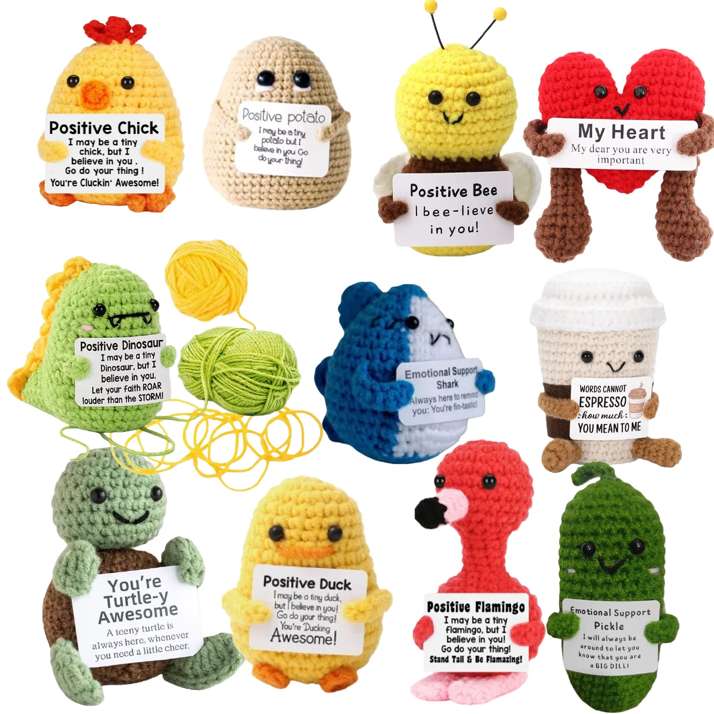 Positive Energie Kartoffeln Umarmung Taschenpuppe mit Karte handgemachte Plüschwolle Strickpuppe Weihnachtsgeschenk Home Room Dekoration Geschenk