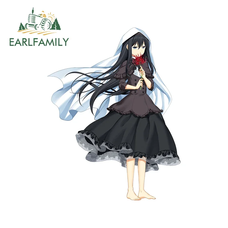 EARLFAMILY 13 см x 10 см белый головной платок аниме девушка автомобиль наклейки босиком милые цветы фургон переводная картинка индивидуальное украшение для ноутбука