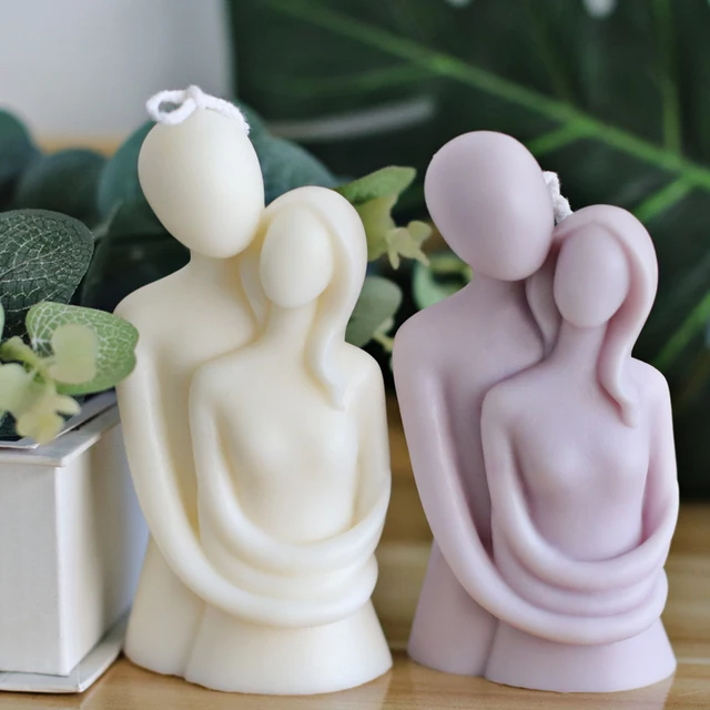 Molde de vela de silicona 3D para retrato romántico de pareja, para amantes, arte de tallado, yeso de aromaterapia, decoración del hogar, regalo de boda