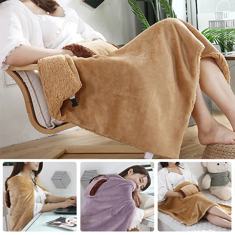 Electric Heating Blanket USB Electric Blanket Hand Knee Feet Lap Legs Warm Soft Heating Blanket Shawl Heater Carpet Winter Warm Heated 80x60cm