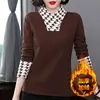 2023 Autumn/Winter New Half High Collar Long Sleeve Bottom Shirt Splicing Office Lady Casual Comfortable Leisure Button Shirt 4