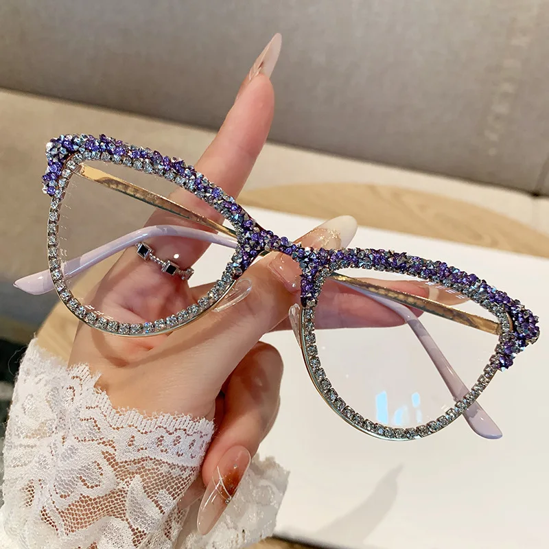 Fashion Cat Eye Glasses with Rhinestones Vintage Stylish Trendy