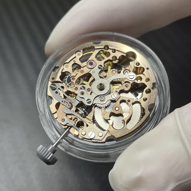 日本のmiyotaローズゴールド,スケルトン,機械式ムーブメント,自動巻き  