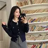 New College Style Knitted Cardigan Jacket for Women with a High-end Feel and a Small Stature Embroidered Slim Fit Long Sleeved 3