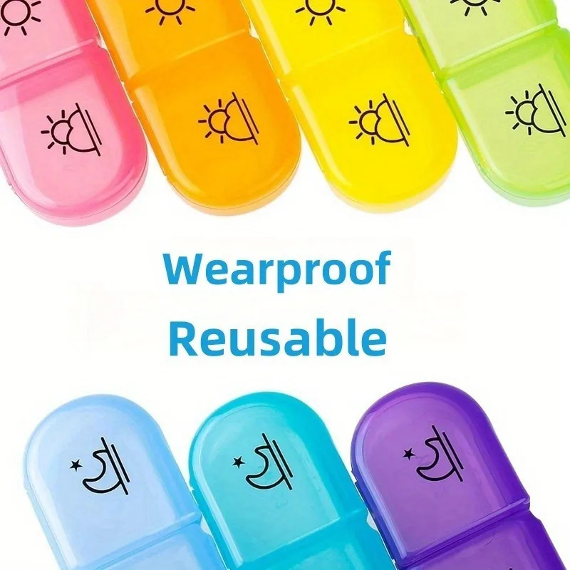 Portable Travel Pill Organizer with Large 7-Day Compartments for Vitamins and Medications