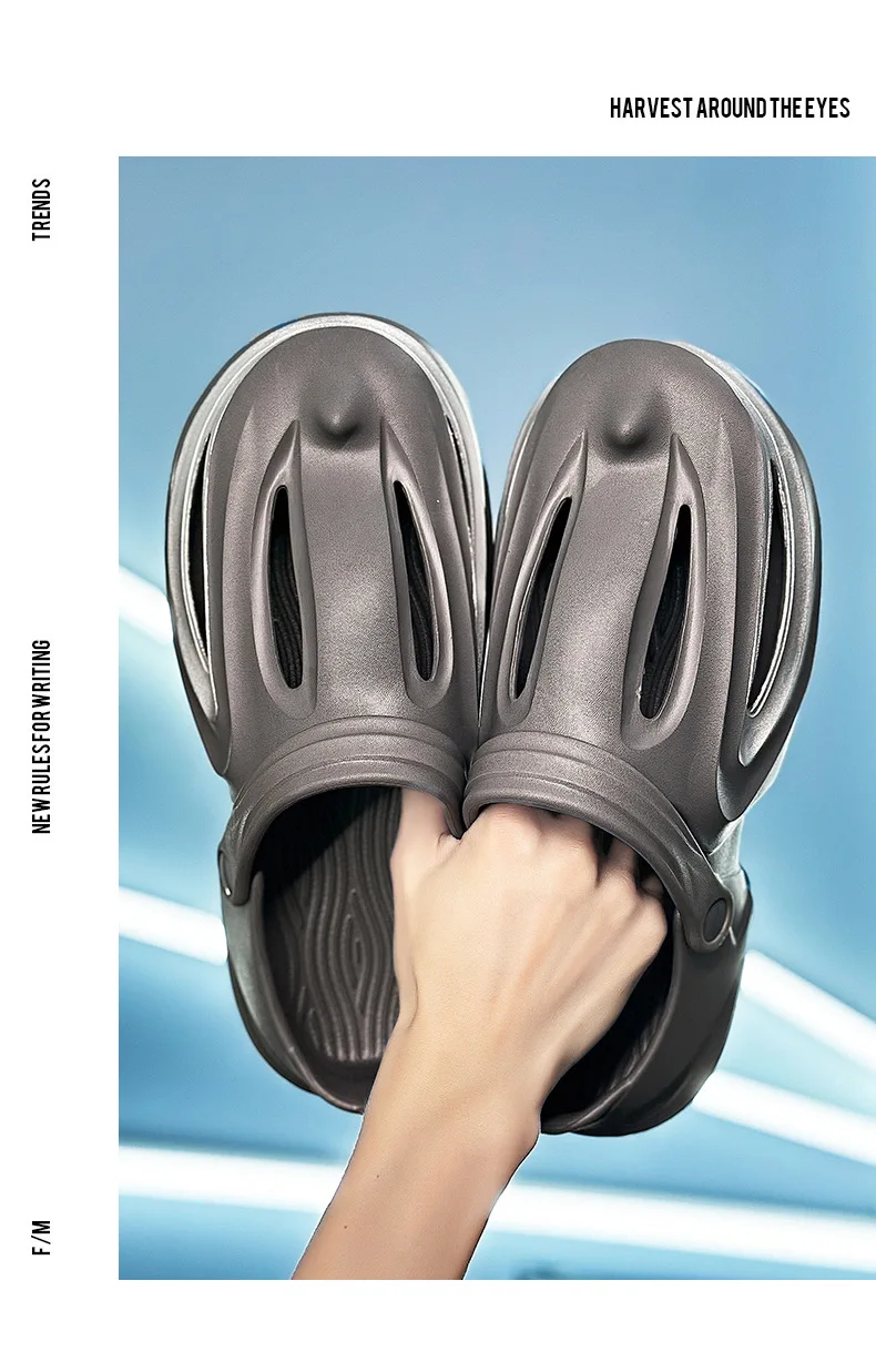 Evshine Men Shark Slides Eva Flat Sandals Summer Beach Footwear_voghion.com