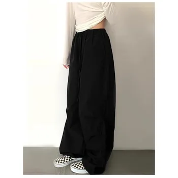 النمط الأوروبي الأمريكي حجم كبير السراويل التطريز Y2K الشارع الشهير موضة بنطال ذو قصة أرجل واسعة النساء الخريف عادية جديدة سراويل طويلة 4