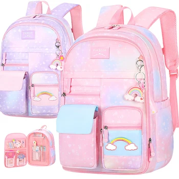 Bellissimo zaino per ragazze bambini nuova moda scuola primaria carino bella borsa da viaggio per studenti rosa grande capacità