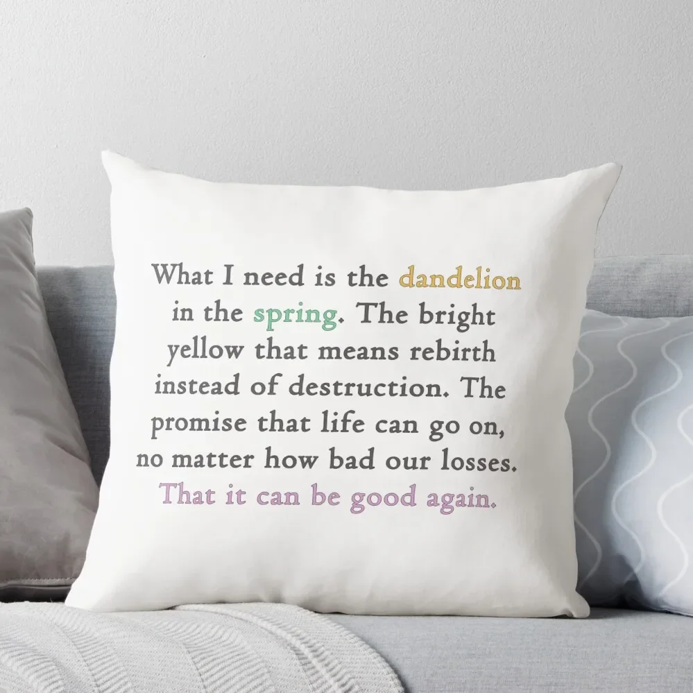 

Mockingjay quote 'dandelion in the spring' Throw Pillow Sofas Covers Luxury Sofa Cushions