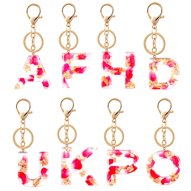 Letter Pendant Keychains Resin Key Chains Rings For Women Cute Car Acrylic  Glitter Keyring Holder Charm Bag Couple Bag Gifts - AliExpress