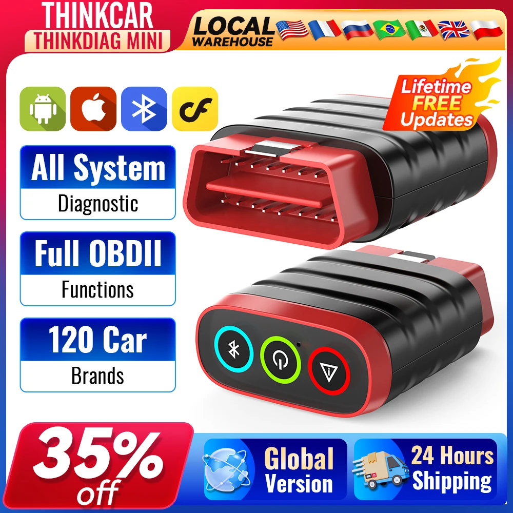 THINKCAR THINKDIAG Mini OBD2 Scanner Lifetime Free Update for All Cars Full System Diagnostic Scan Tool for iOS and Android