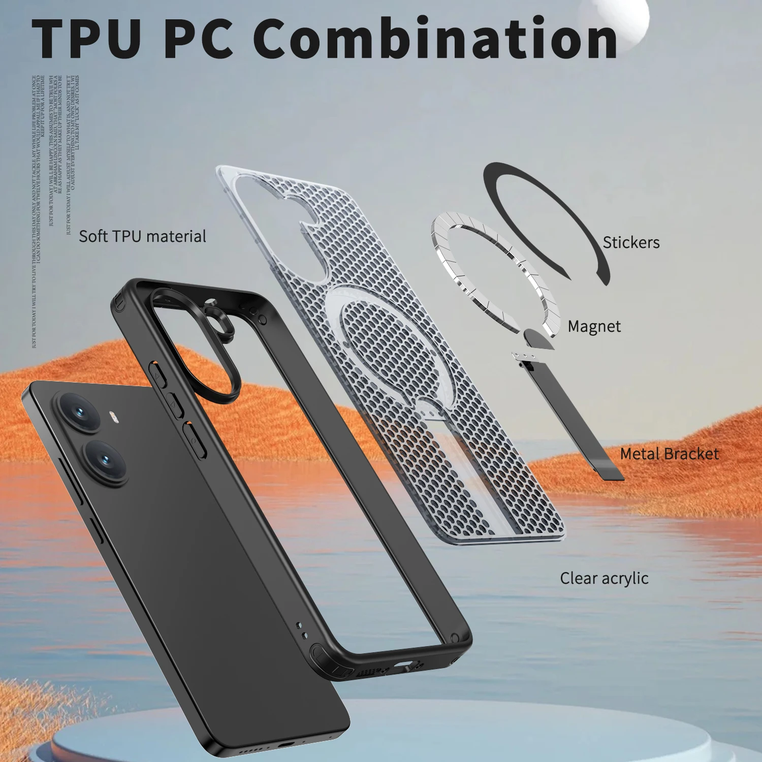 Protective Airbag Wireless Magnetic Charging Bracket Phone Case