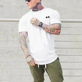 Palestra Bodybuilding Allenamento Muscolare Abbigliamento sportivo Uomo Casual Abbigliamento in cotone a maniche corte Fitness estivo T-shirt slim fit traspirante