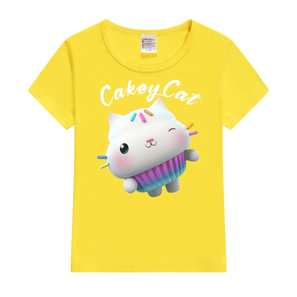 Kawaii Gabby Dollhouse T-shirt for Children Girls Clothes From 3 to 12 Years Old Rabbit Graphic Top Birthday T Shirts Summer Tee