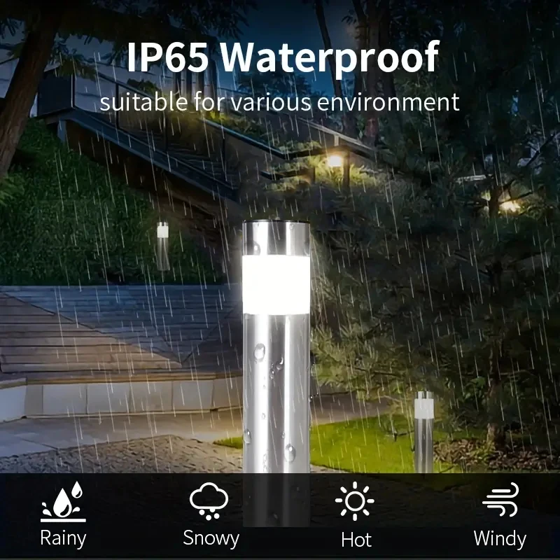 Solar Garden Pathway Lights Outdoor Waterproof LED Stainless Steel Lawn Light for Patio Gardens Pathways Lawn Yard 1-8 Pcs